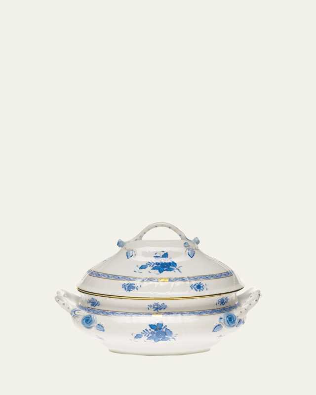 Chinese Bouquet Blue Tureen with Branch Handle